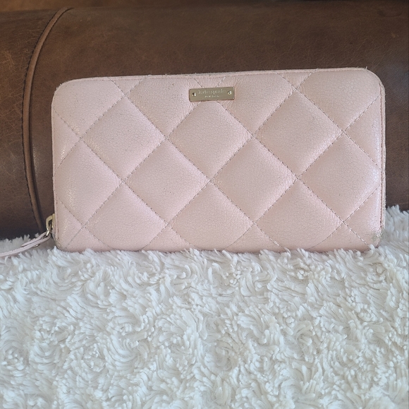 kate spade Handbags - Kate Spade Pink Quilted Leather Large Zip-Around Wallet